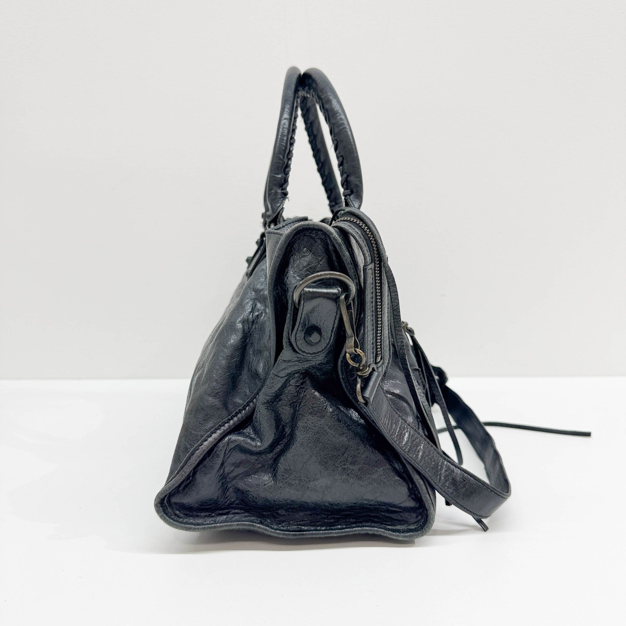 Part Time Black Leather Two Way Bag