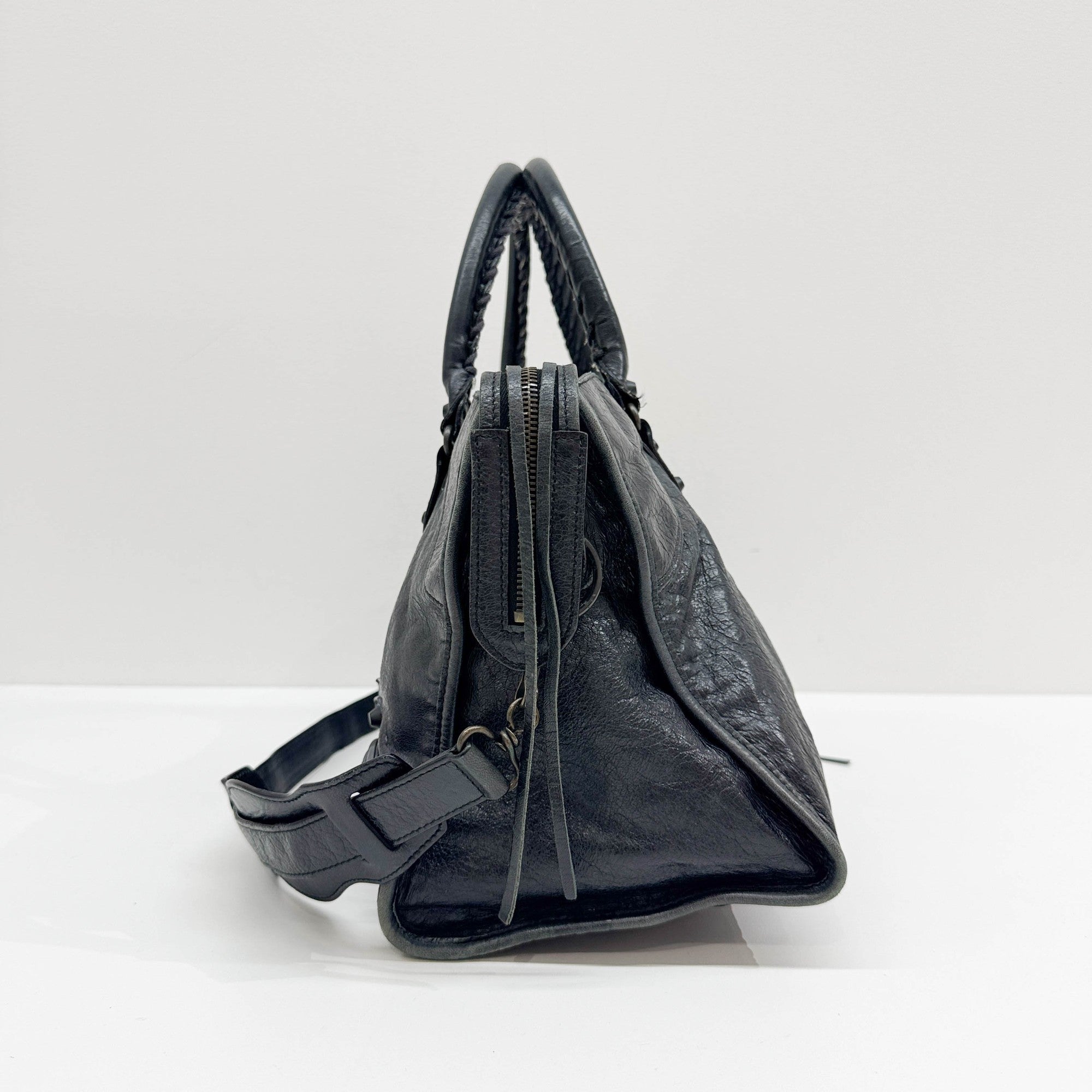 Part Time Black Leather Two Way Bag