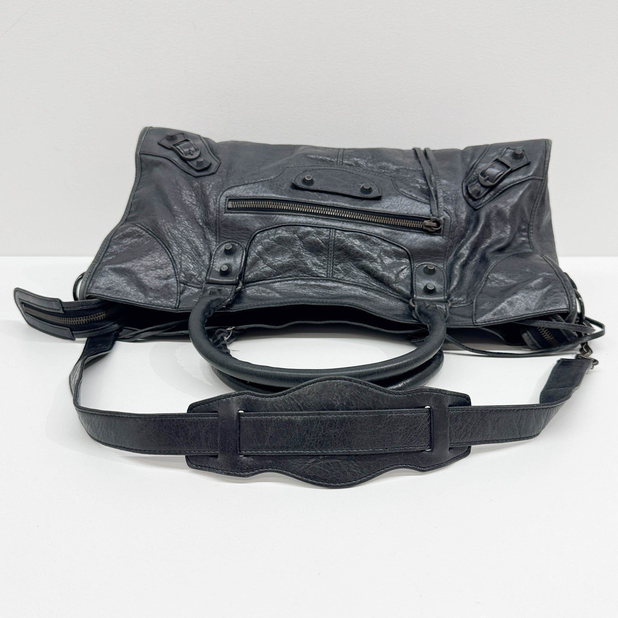 Part Time Black Leather Two Way Bag