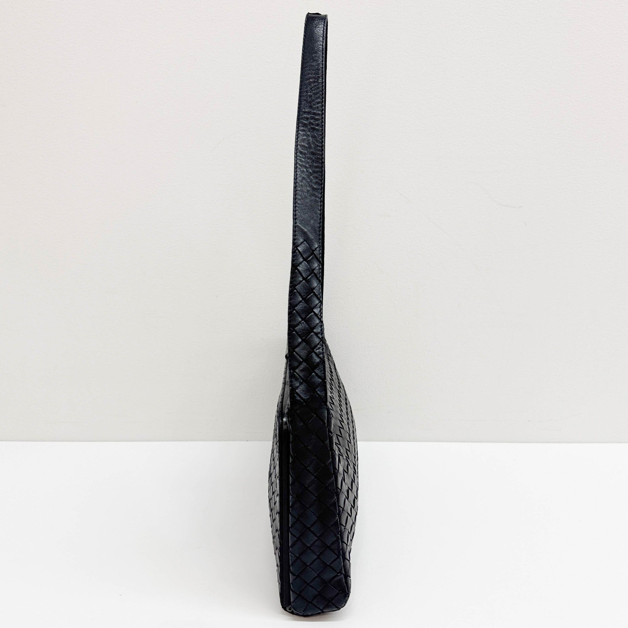 Black Intrecciato Clasp Shoulder Bag