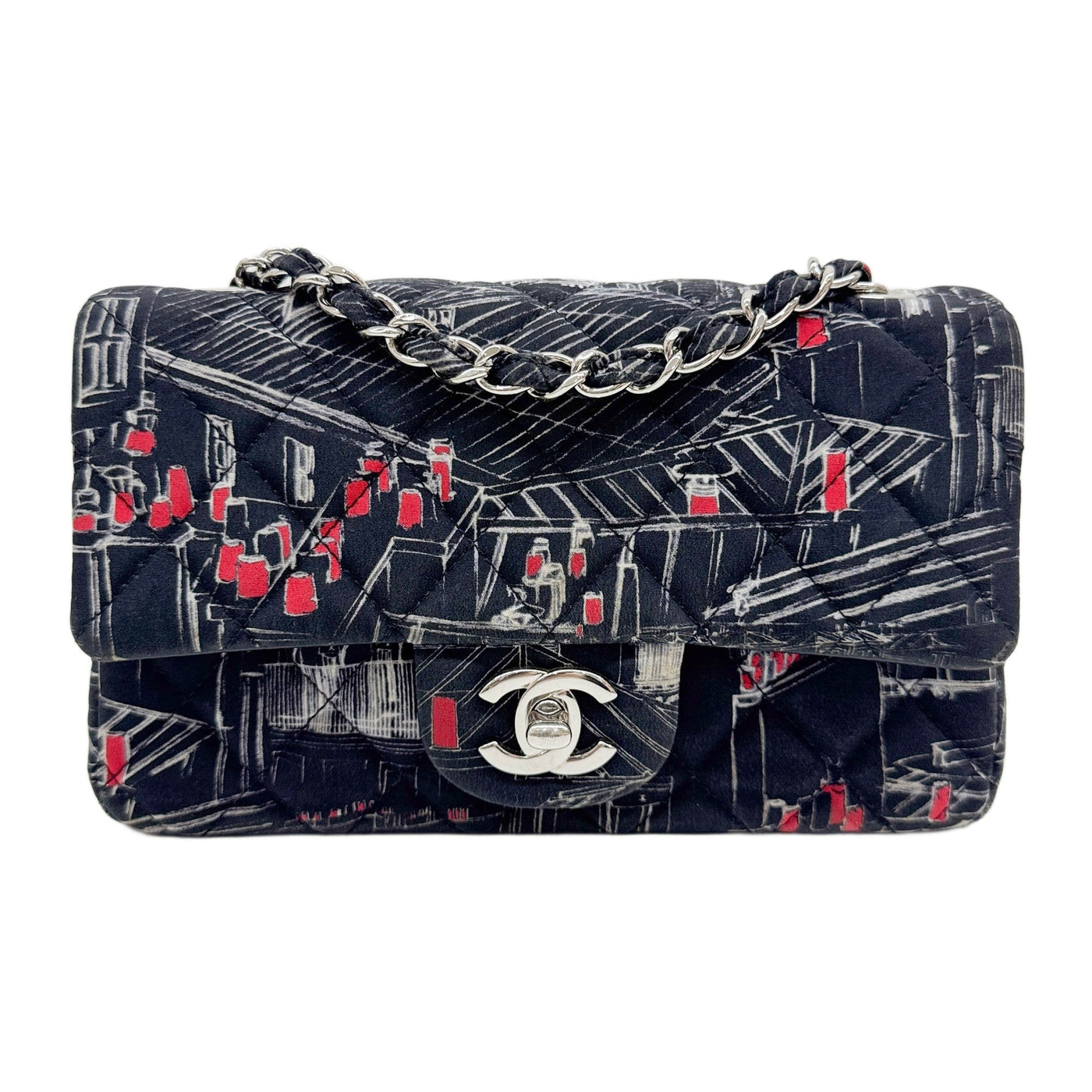 Mini Classic Flap 2019 Matelasse Black Parisian Rooftop Canvas Shoulder Bag