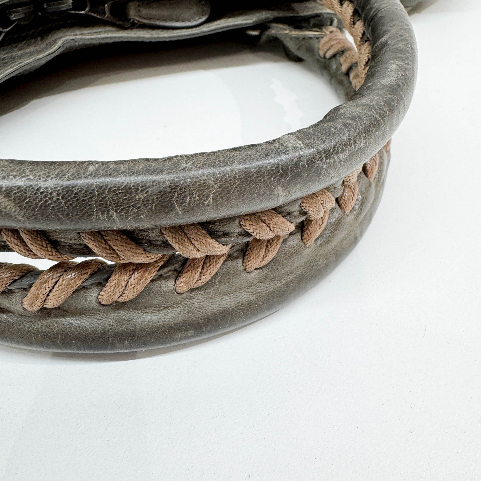 The City Brown Suede and Grey Leather Shoulder Bag