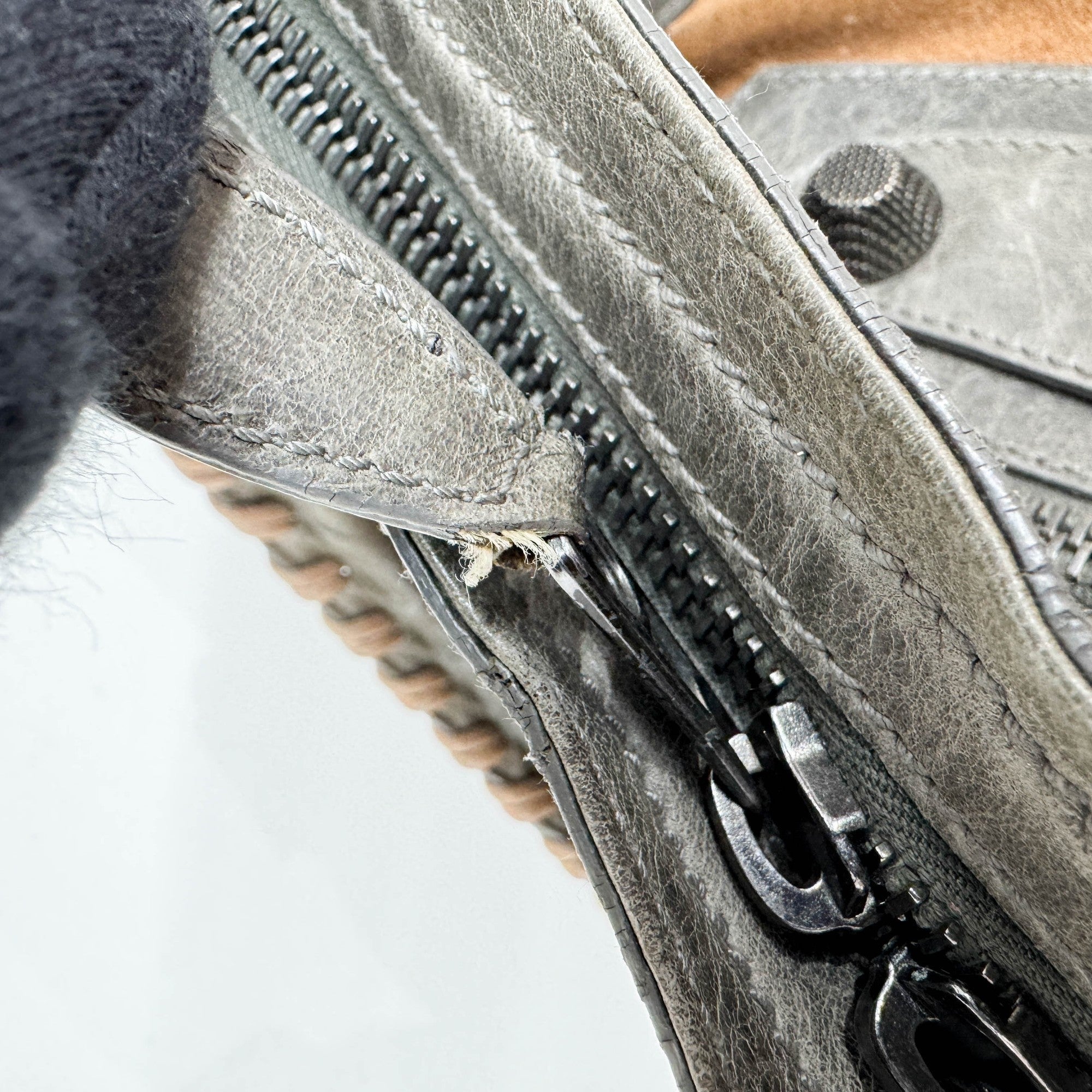 The City Brown Suede and Grey Leather Shoulder Bag