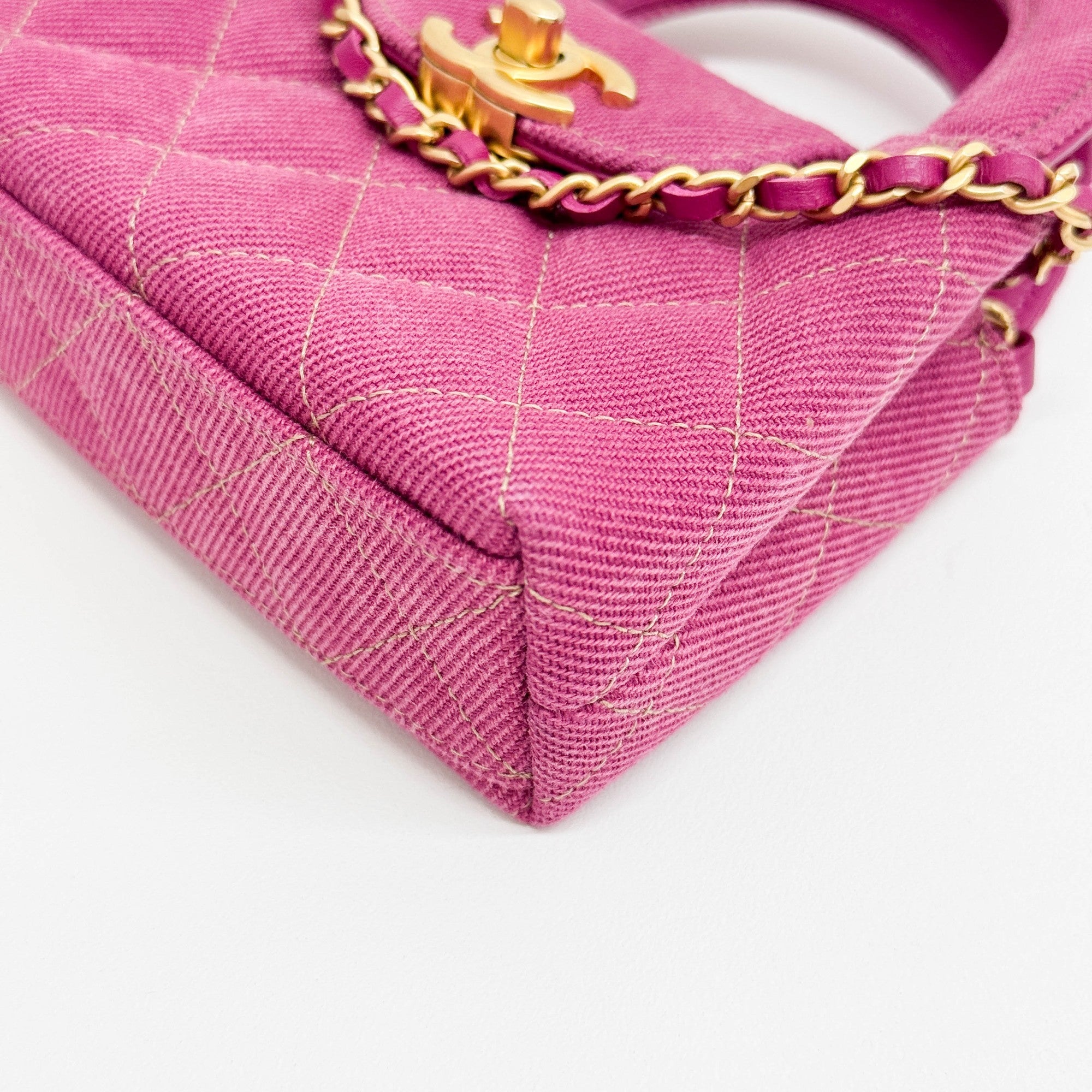 Mini Matelasse Pink Denim Chain Strap Bag