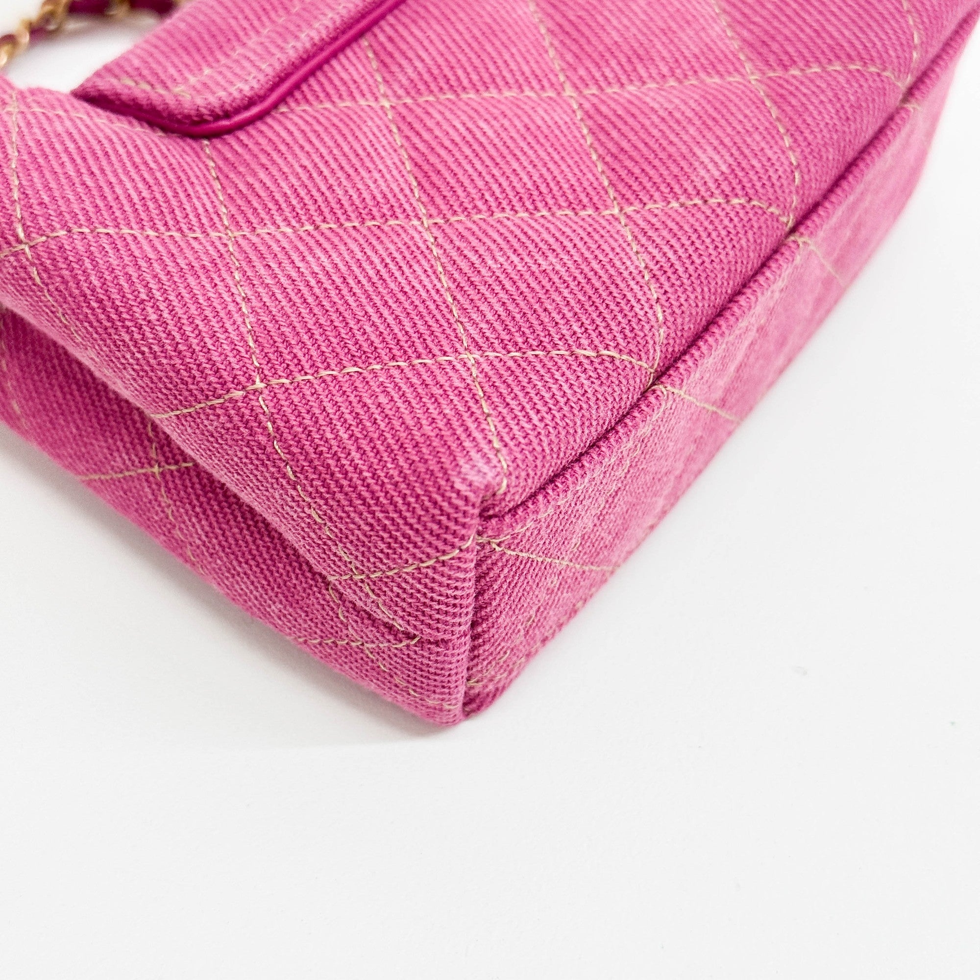 Mini Matelasse Pink Denim Chain Strap Bag