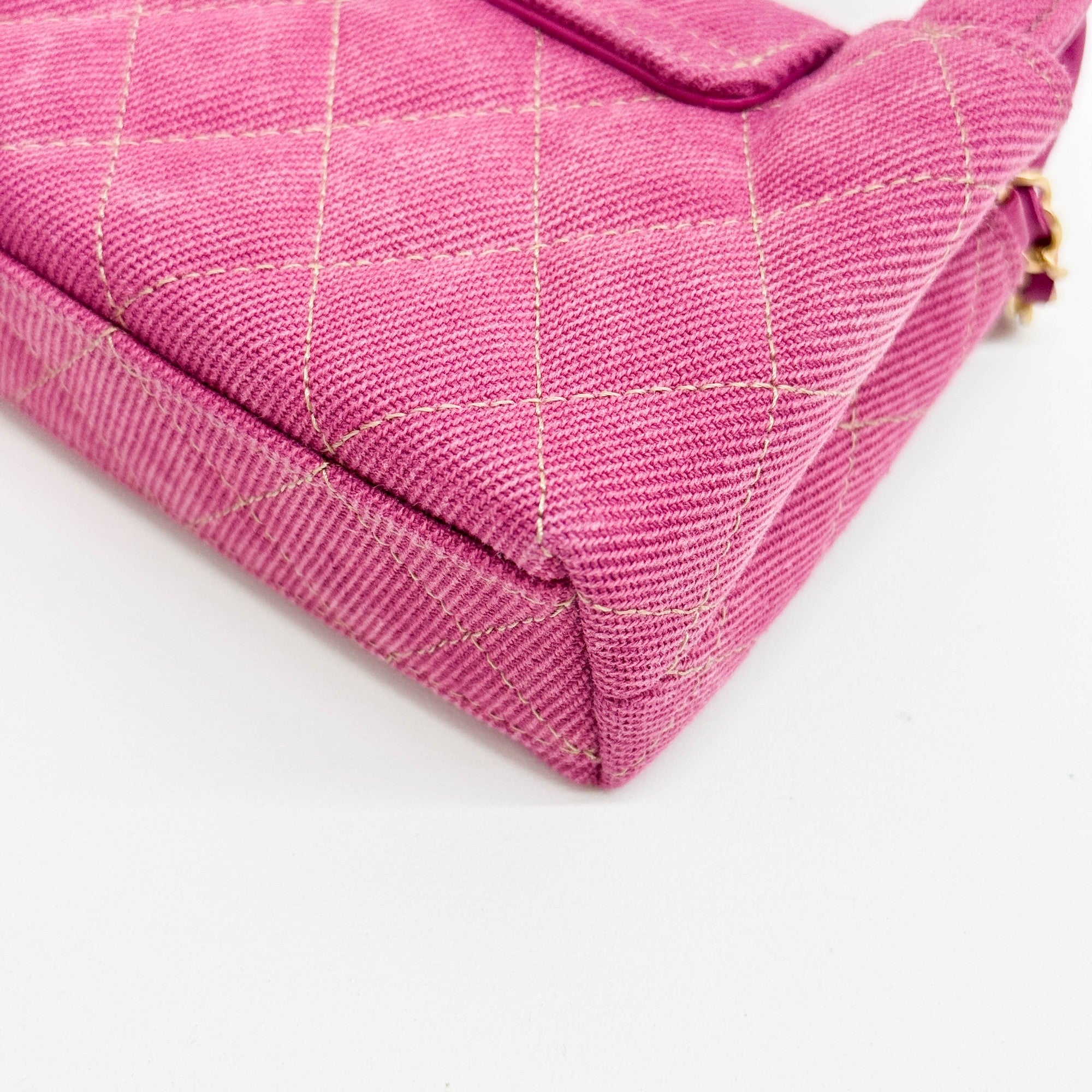 Mini Matelasse Pink Denim Chain Strap Bag