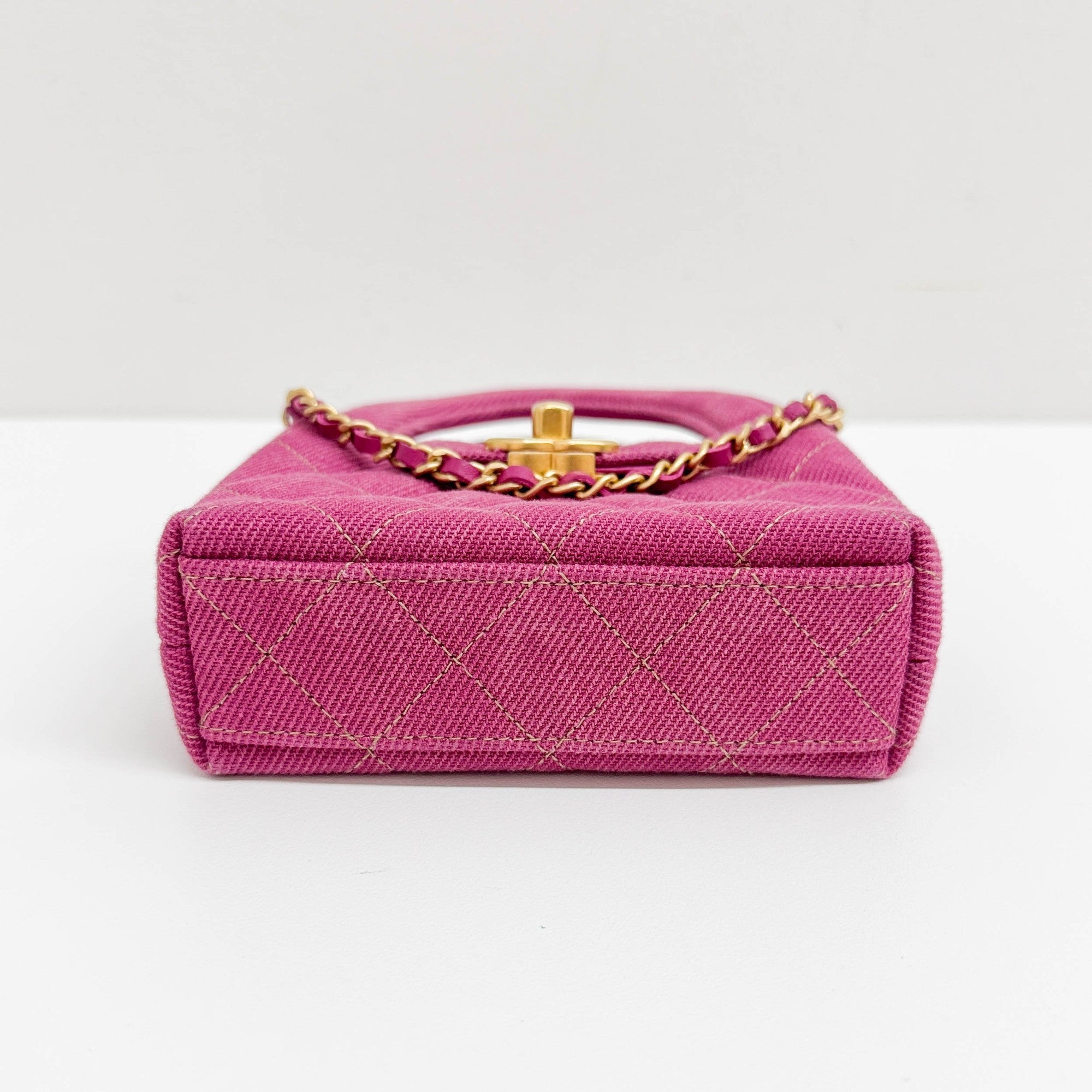 Mini Matelasse Pink Denim Chain Strap Bag