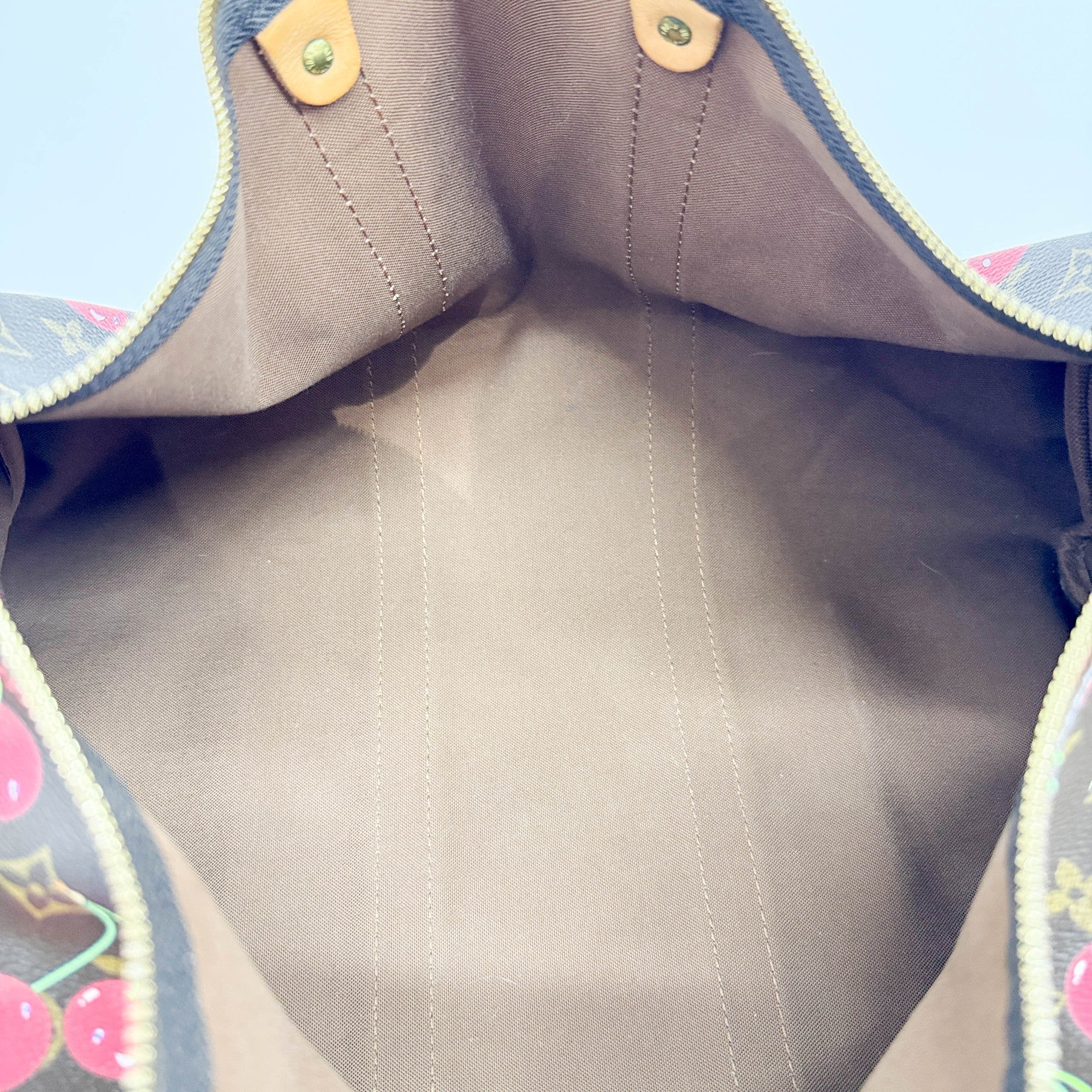 LV x TM Keepall 45 Holdall Brown Monogram and Cherry Print Handle Bag