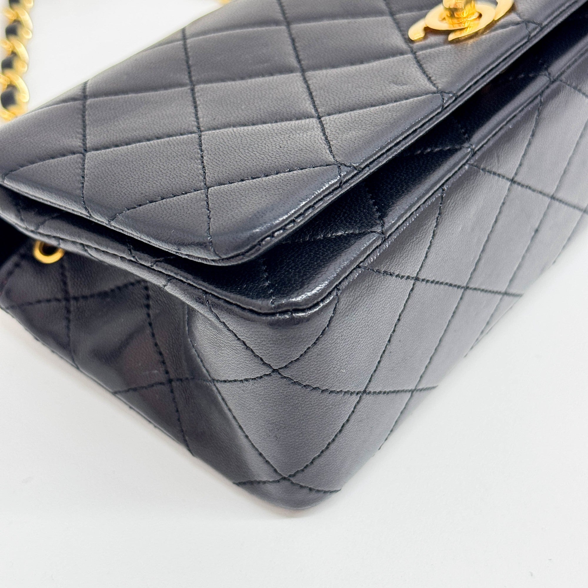 Mini Matelasse Black Lambskin with Gold Chain Bag