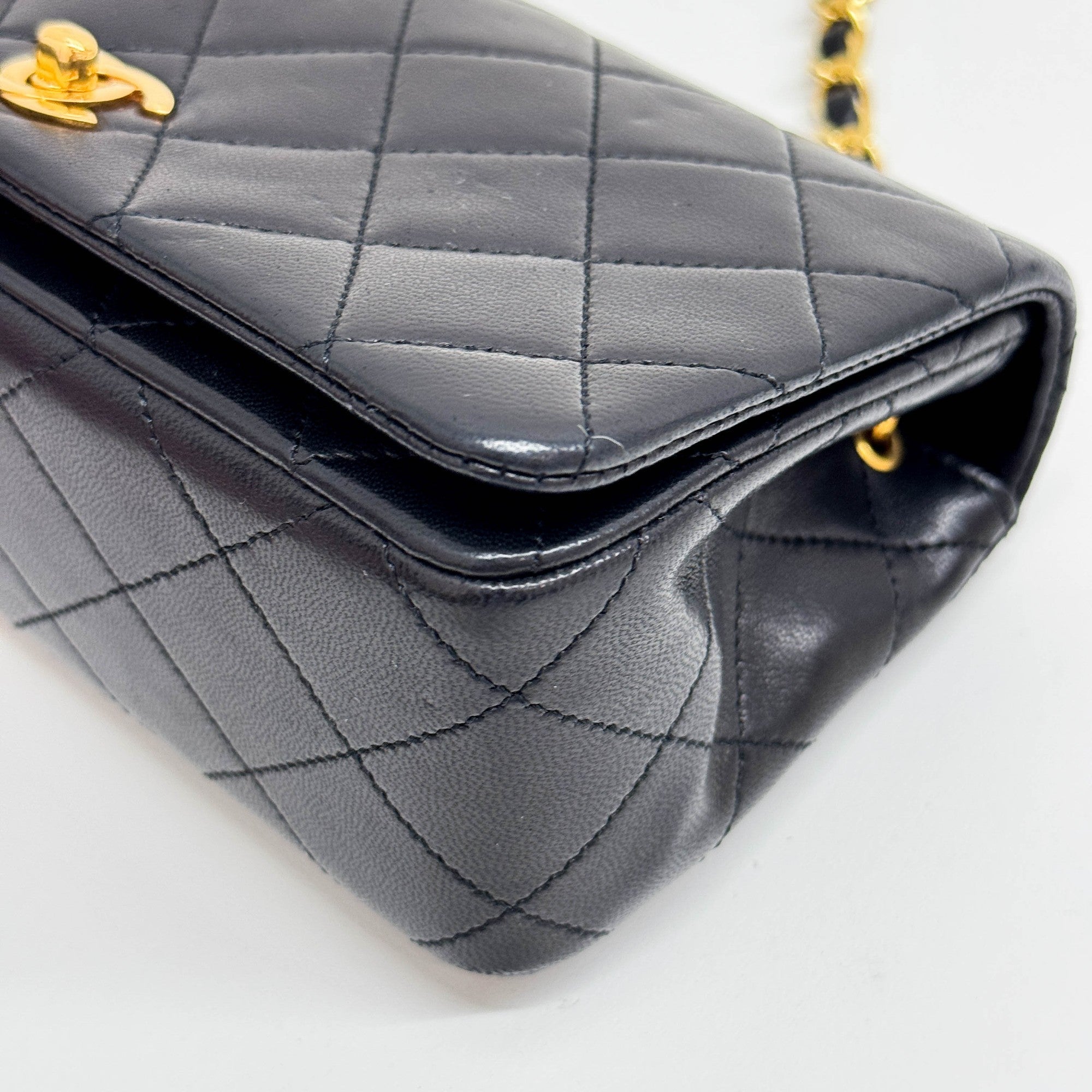 Mini Matelasse Black Lambskin with Gold Chain Bag
