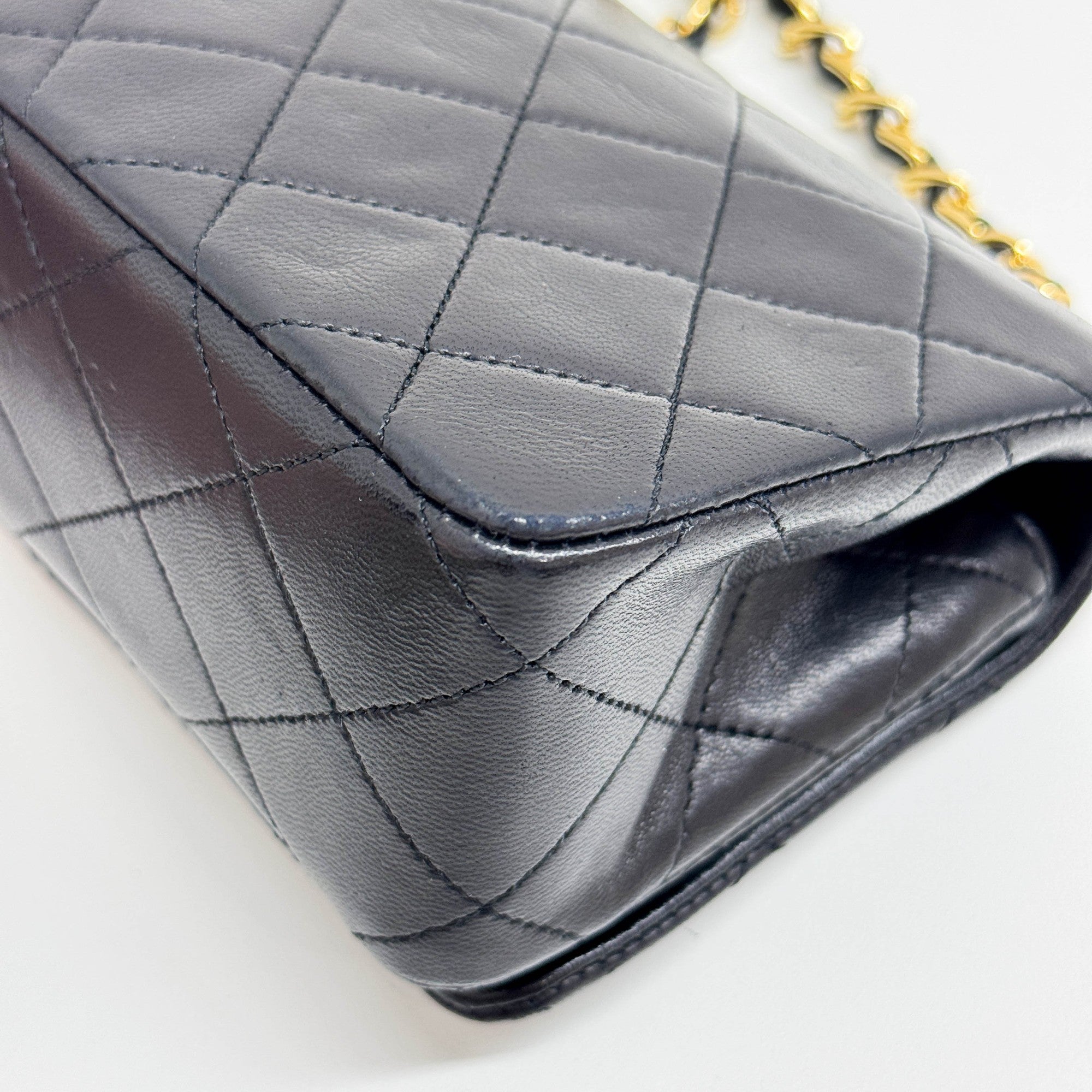 Mini Matelasse Black Lambskin with Gold Chain Bag