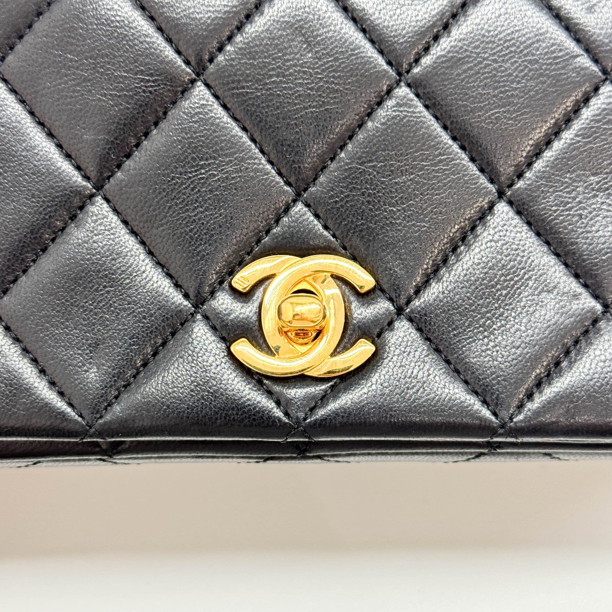 Mini Matelasse Black Lambskin with Gold Chain Bag