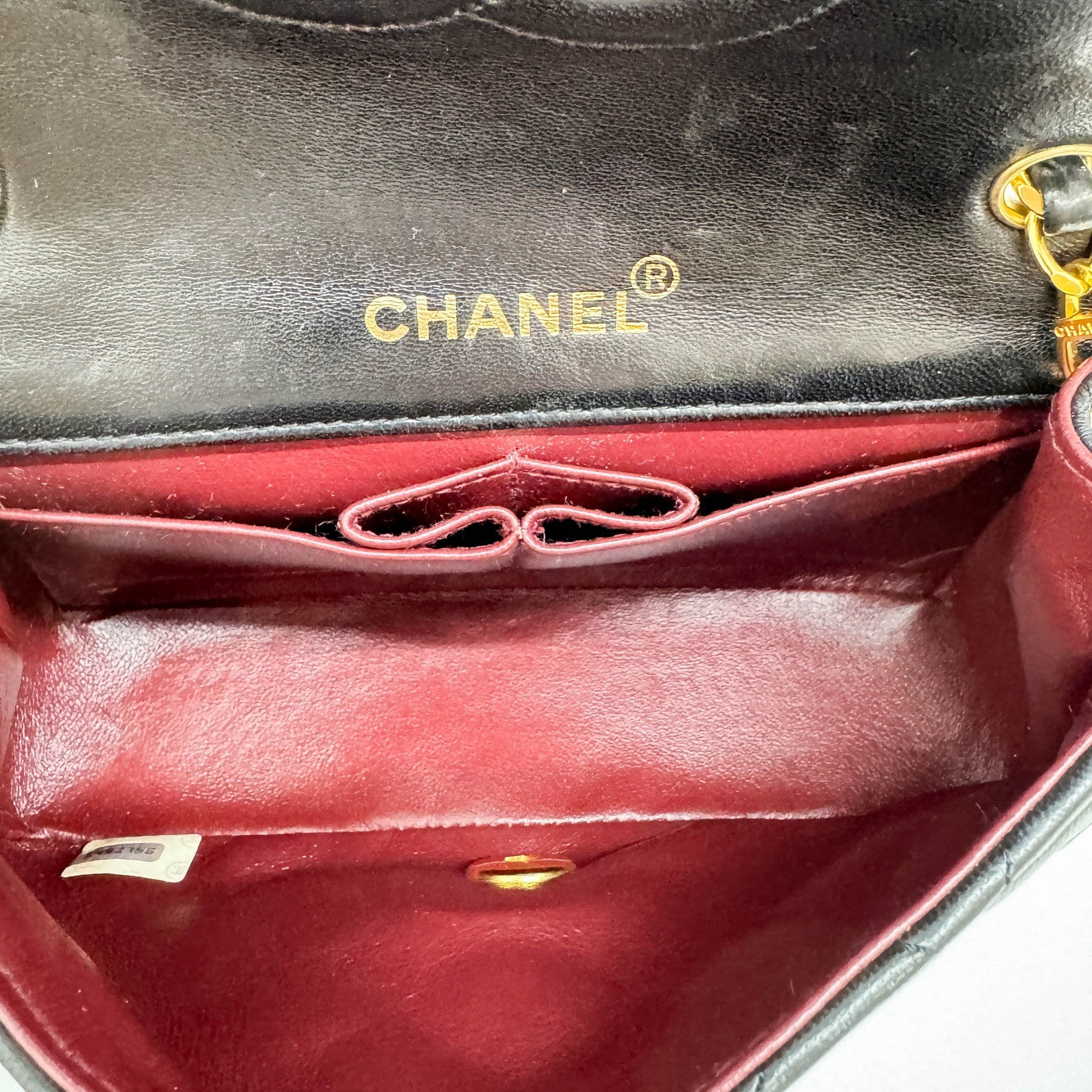 Mini Matelasse Black Lambskin with Gold Chain Bag