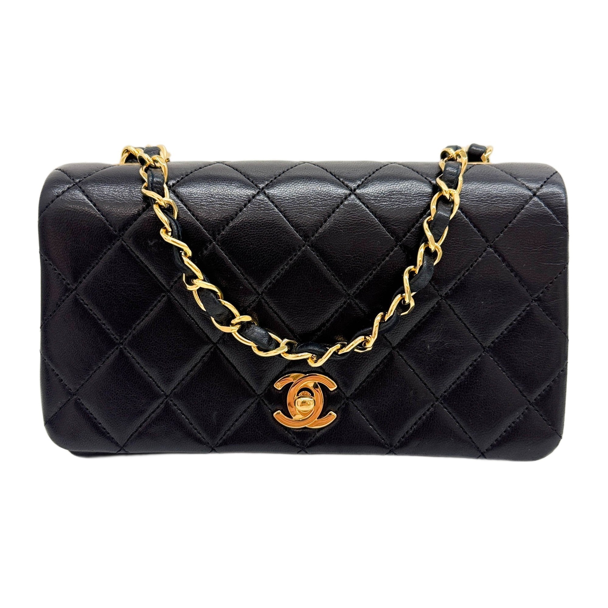 Mini Matelasse Black Lambskin with Gold Chain Bag