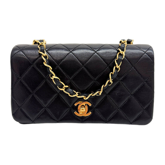 Mini Matelasse Black Lambskin with Gold Chain Bag