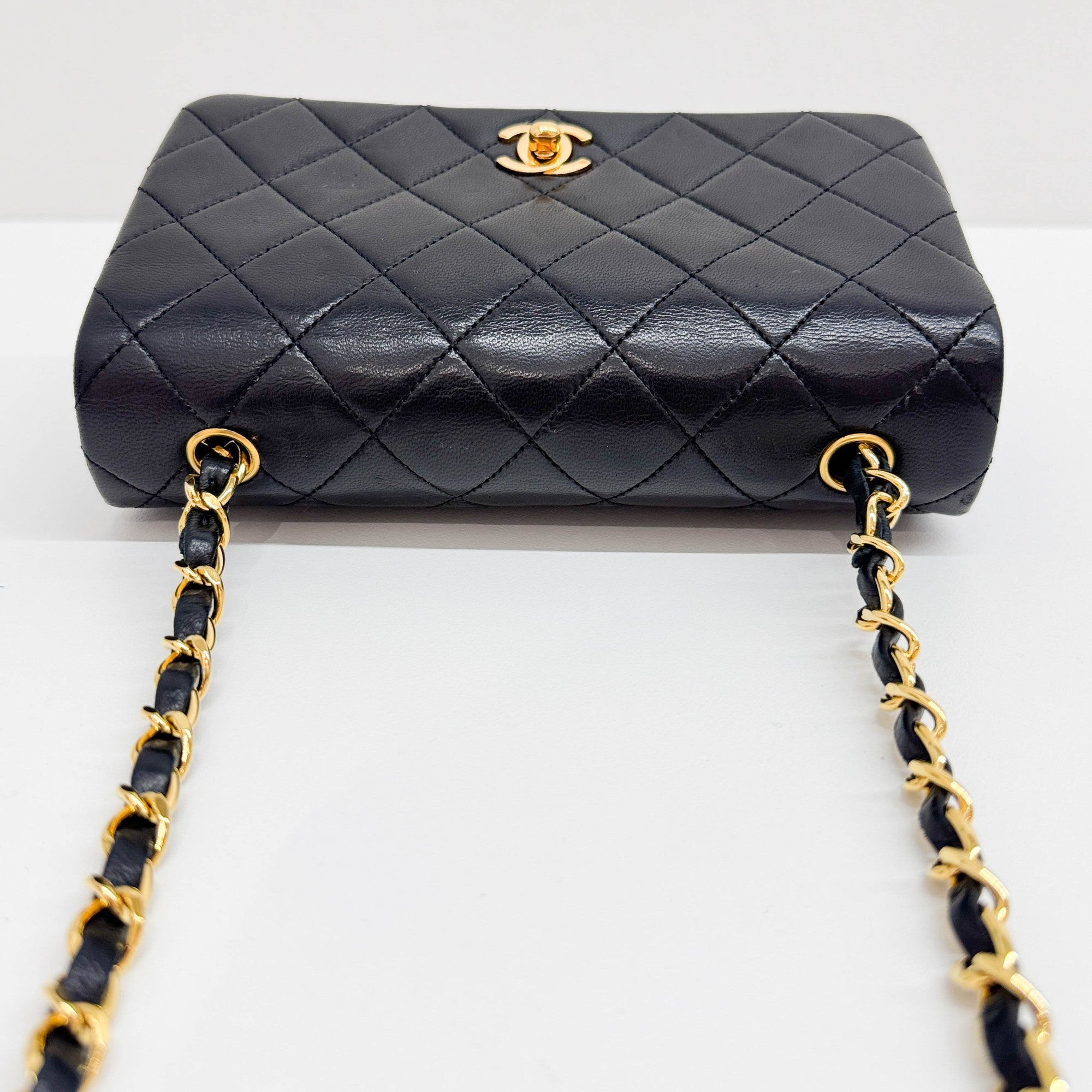 Mini Matelasse Black Lambskin with Gold Chain Bag