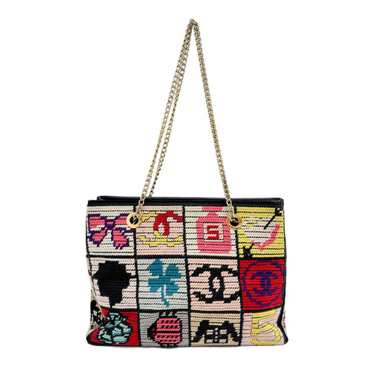 Precious Symbols Needlepoint Multicolor Wool Shoulder Bag