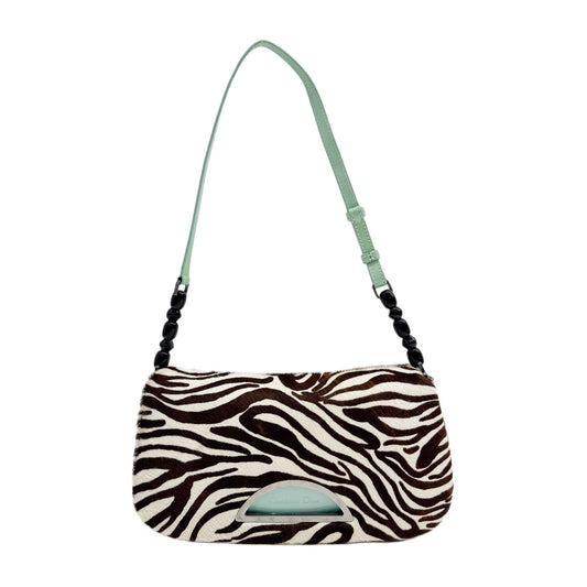 Malice Pearl Brown & White Zebra Print Pony Hair Shoulder Bag