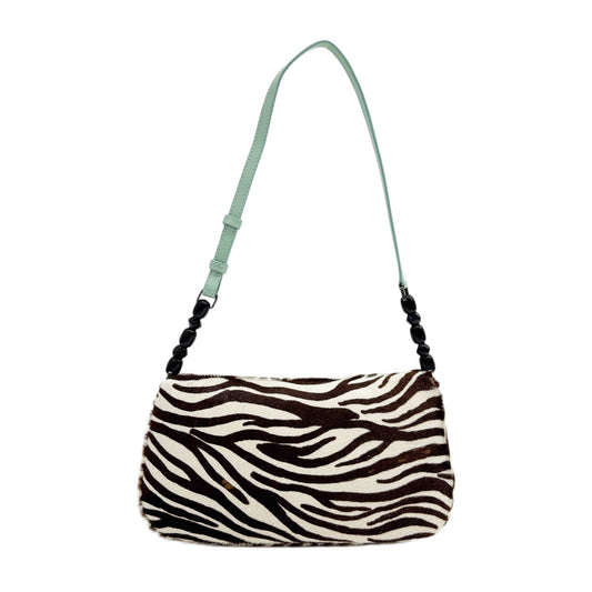 Malice Pearl Brown & White Zebra Print Pony Hair Shoulder Bag