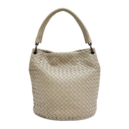 Intrecciato Taupe Gray Shoulder Bag