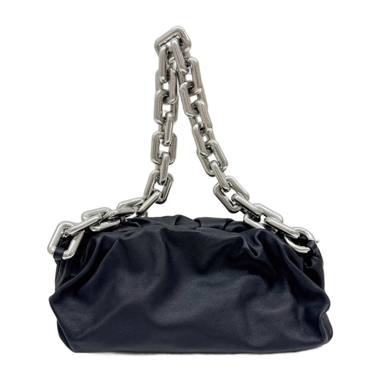 The Pouch Metal Chain Strap Black Leather Shoulder Bag