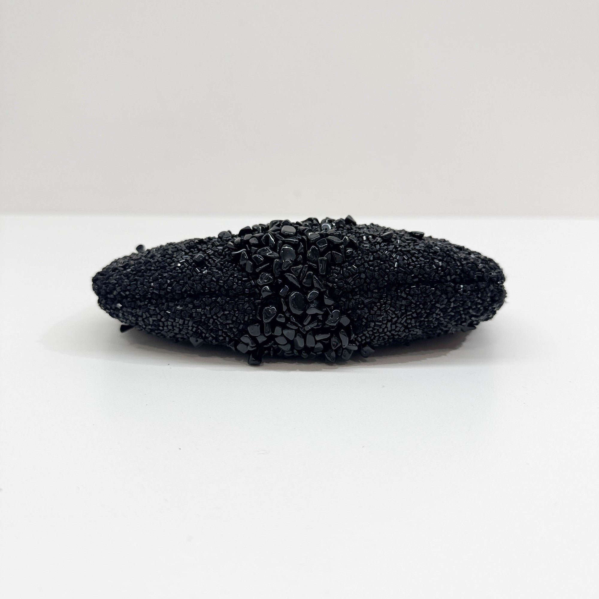 Black Beads with Silver Metal Handle Bag