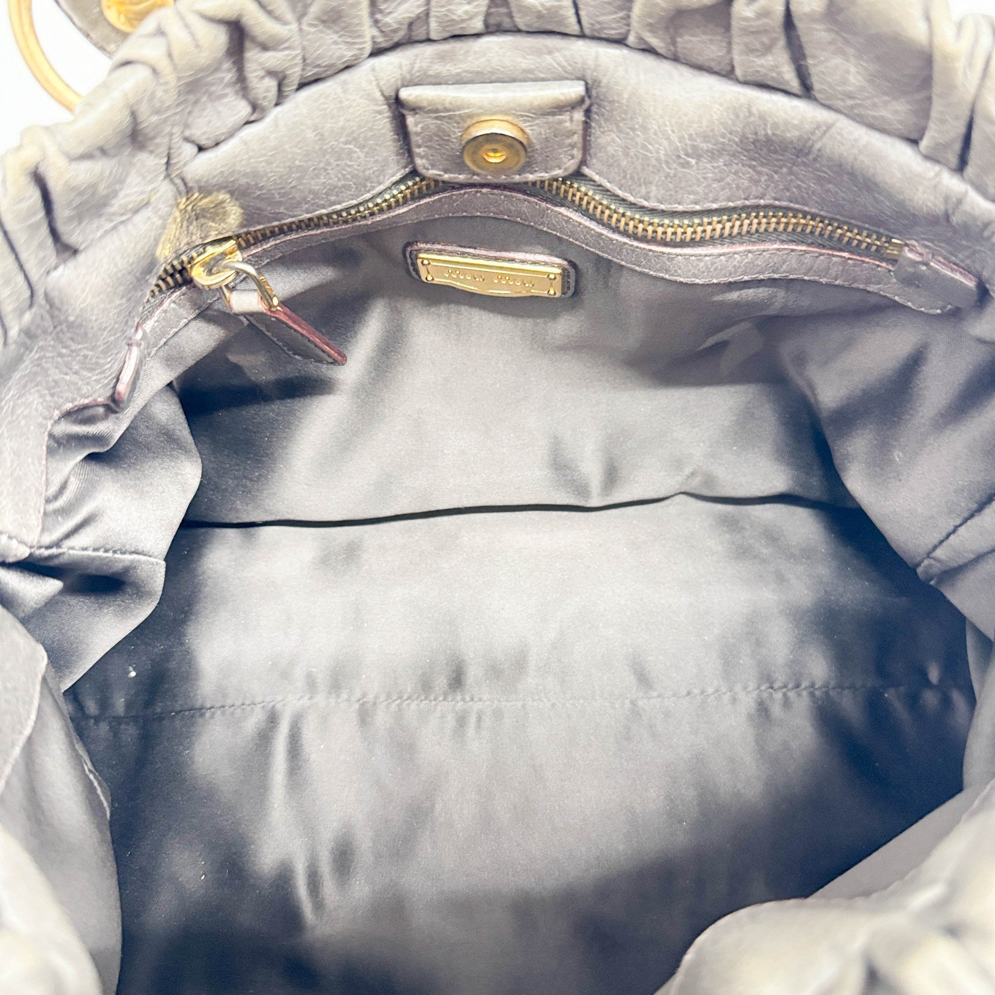 Vitello Elephant Gray Leather Two Way Bag