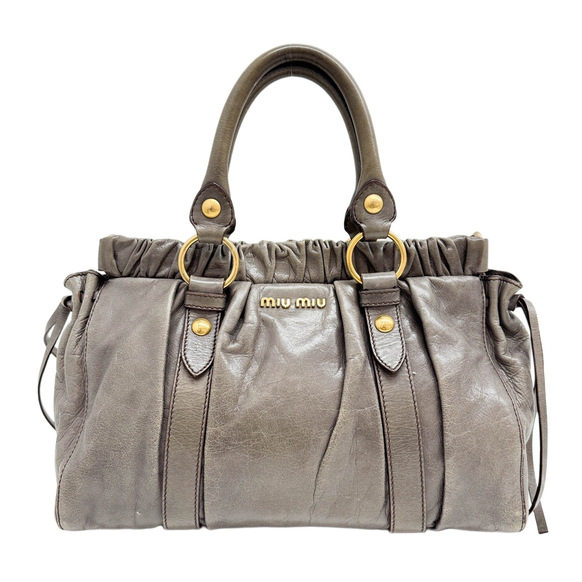 Vitello Elephant Gray Leather Two Way Bag