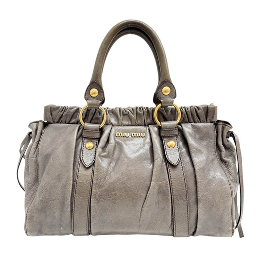 Vitello Elephant Gray Leather Two Way Bag