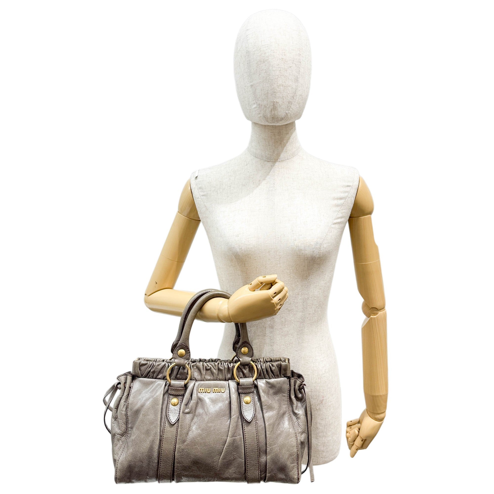 Vitello Elephant Gray Leather Two Way Bag