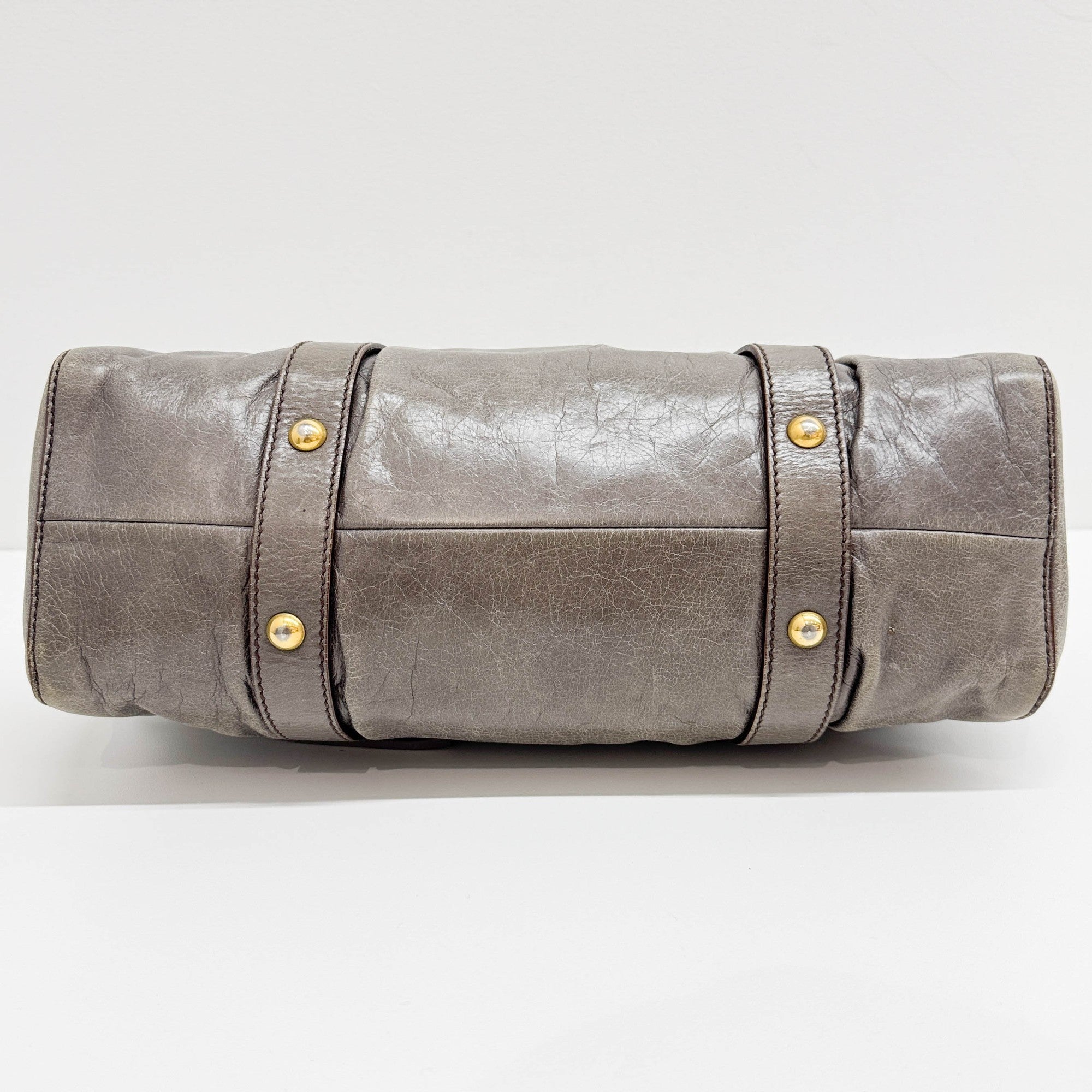 Vitello Elephant Gray Leather Two Way Bag