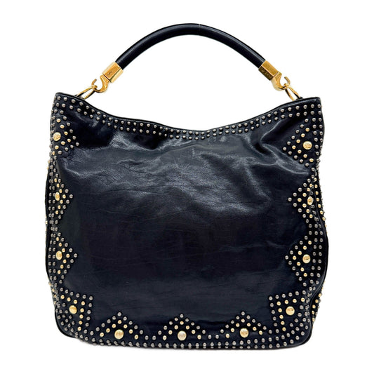 Roadie Black Leather with Stud Details Shoulder Bag