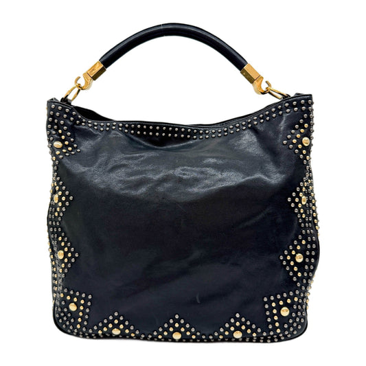 Roadie Black Leather with Stud Details Shoulder Bag