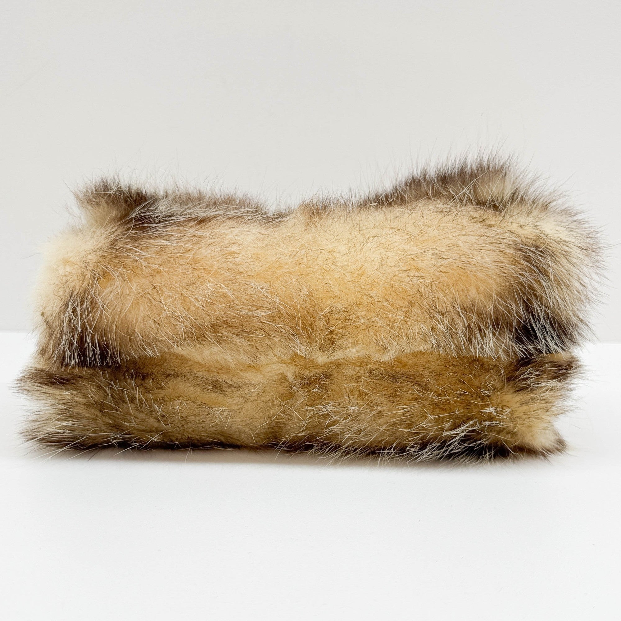 Beige Fur with Leather Strap Shoulder Bag