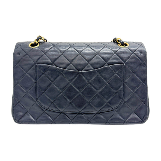 Classic Double Flap Matelasse Black Leather Shoulder Bag