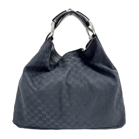 Horsebit Black GG Canvas Shoulder Bag