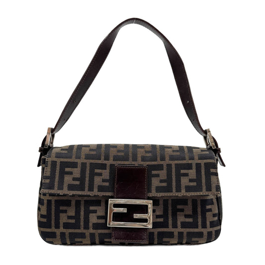 Baguette Brown Zucca Canvas Shoulder Bag