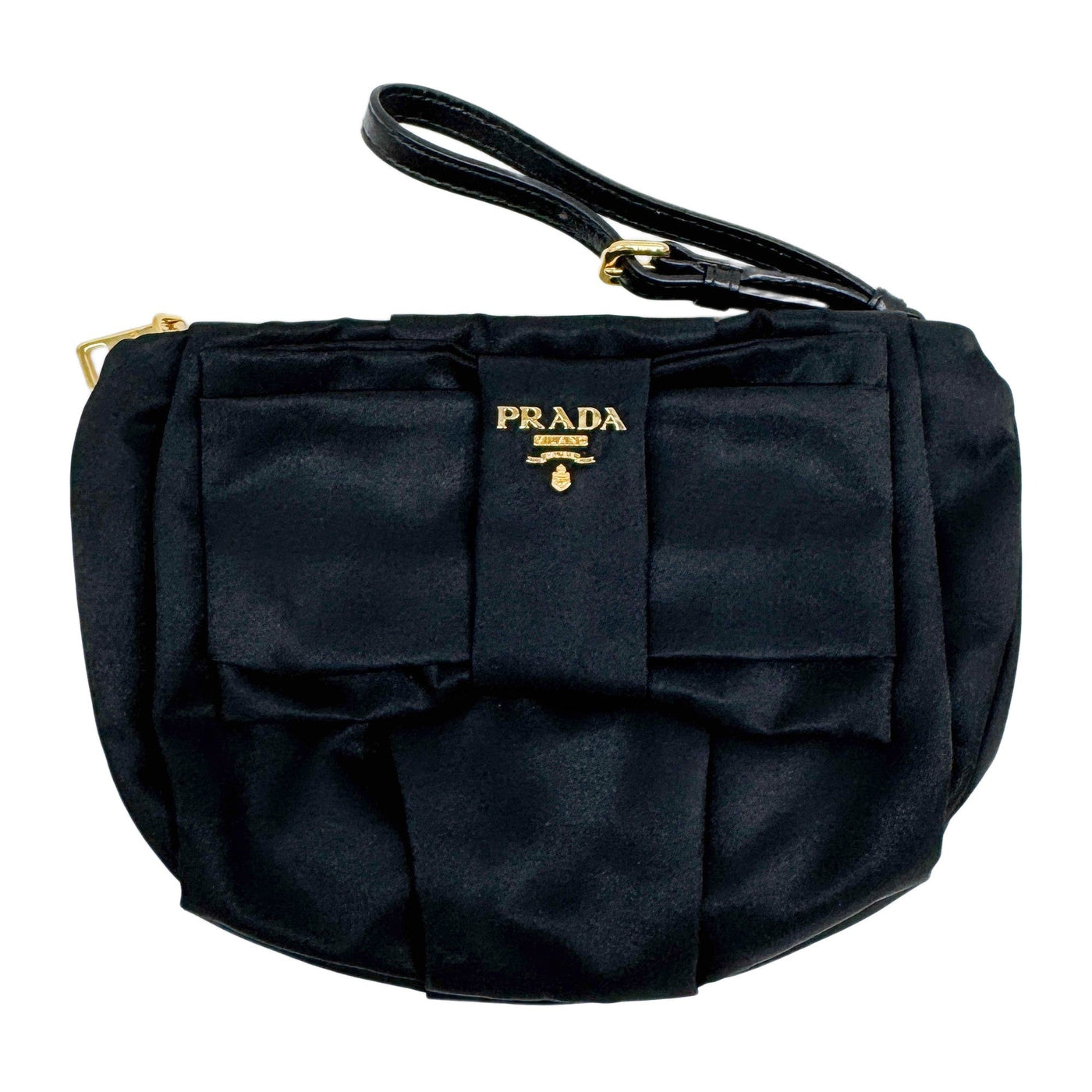 Tessuto Fiocco Black Nylon Clutch Wrist Bag