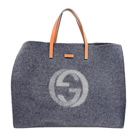 Double G Gray Wool Tote Bag