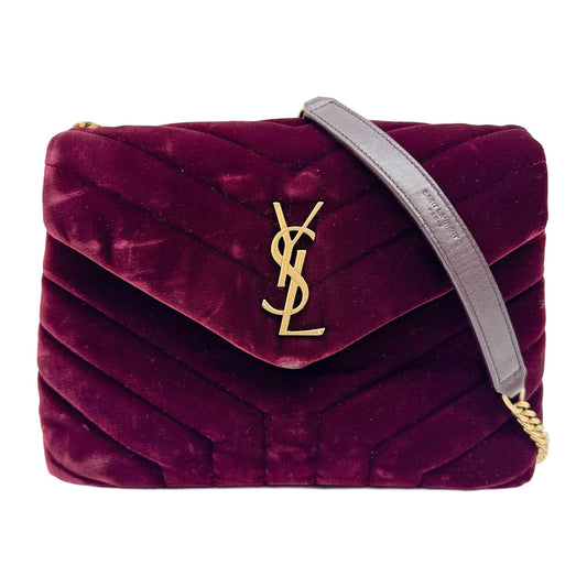 Loulou Red Chevron Velvet Shoulder Bag