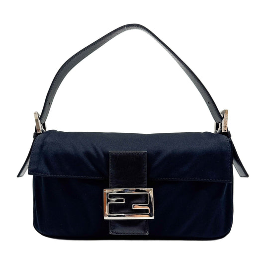 Baguette Black Neoprene Shoulder Bag