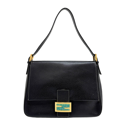 Mamma Baguette Black Leather Shoulder Bag