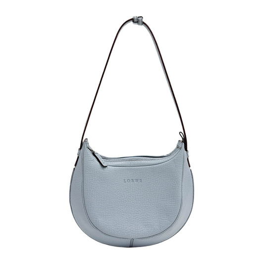 Half Moon Baby Blue Leather Shoulder Bag