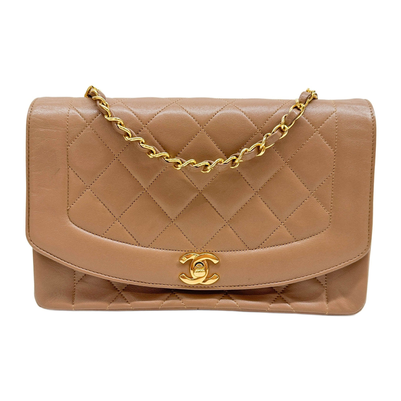 Diana 1989-1991 Matelasse Brown Leather Shoulder Bag