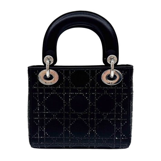 Mini Lady Dior Beaded Black Satin Hand Bag