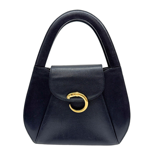 Panthère Black Leather Hand Bag