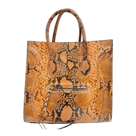 Luggage Phantom Orange Python Embossed Leather Hand Bag