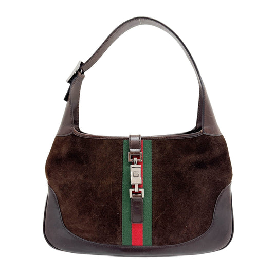 Jackie Ophidia Brown Suede Shoulder Bag
