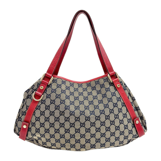 Abbey Red Trim Brown GG Canvas Shoulder Bag
