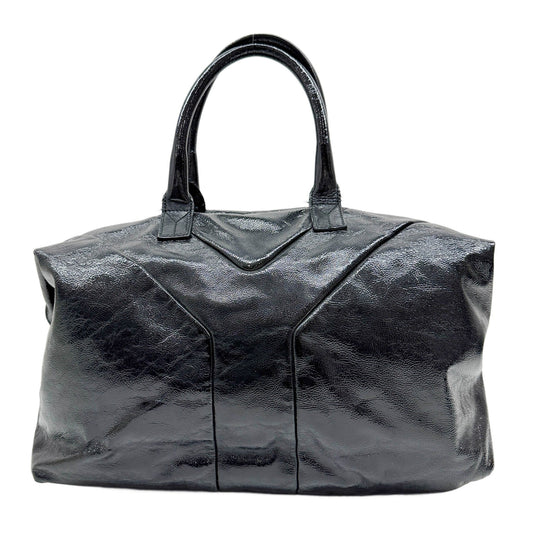 Easy Y Black Leather Hand Tote Bag